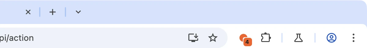 Tab Pulse toolbar icon with an orange count badge reading 4