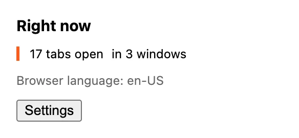 The Tab Tally popup in English showing a tab and window count